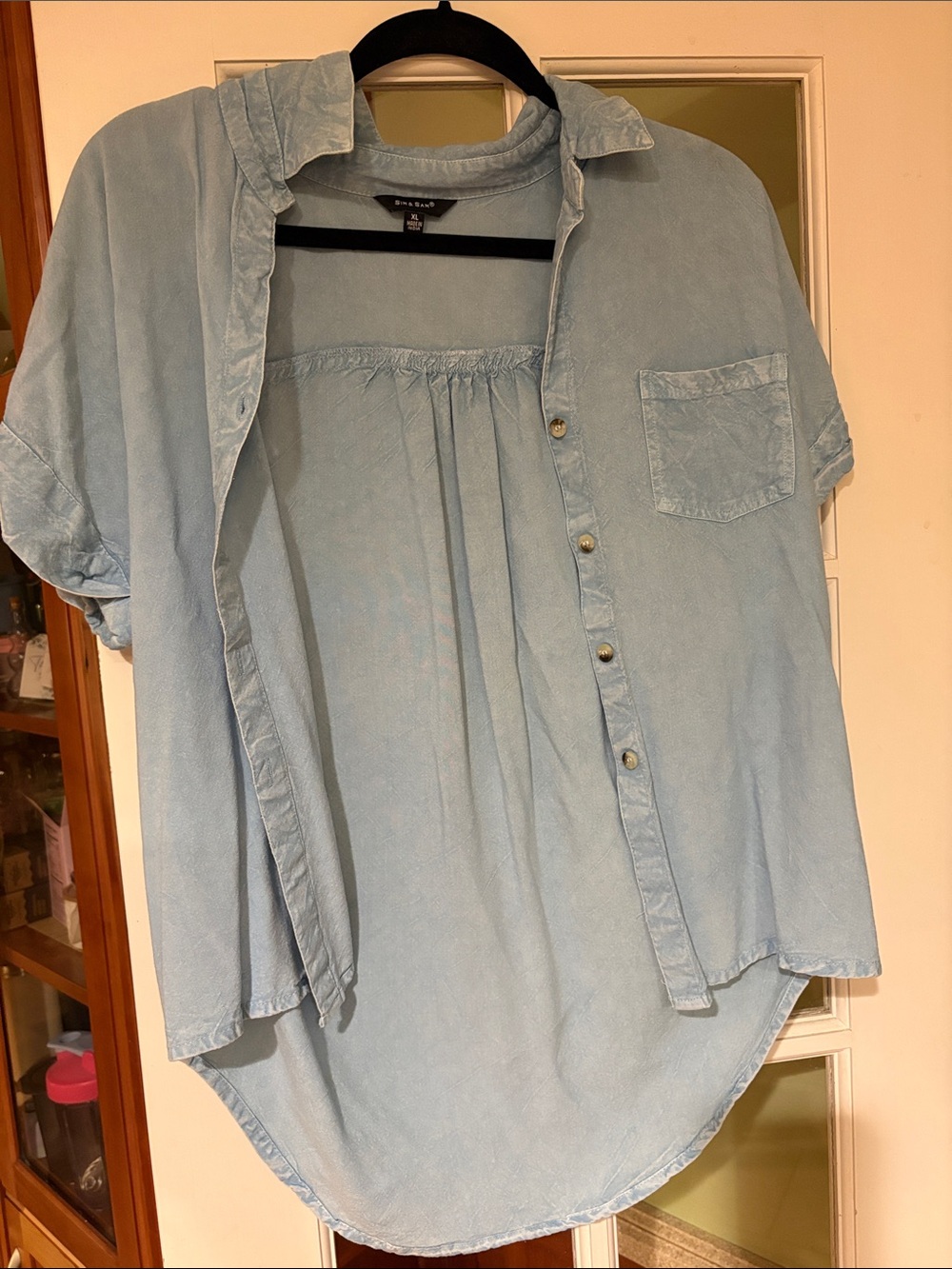 Light Blue Button Front Chambray Shirt